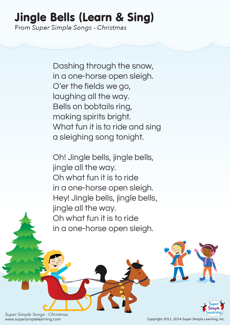 jingle bells (learn & sing) lyrics poster - super simple